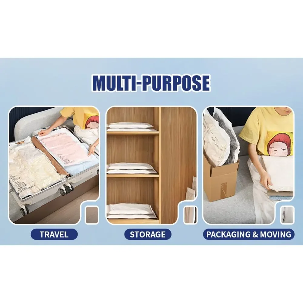 10 Pack Small Vacuum Storage Bags w Hand Pump Space Saver for Clothes Bedding